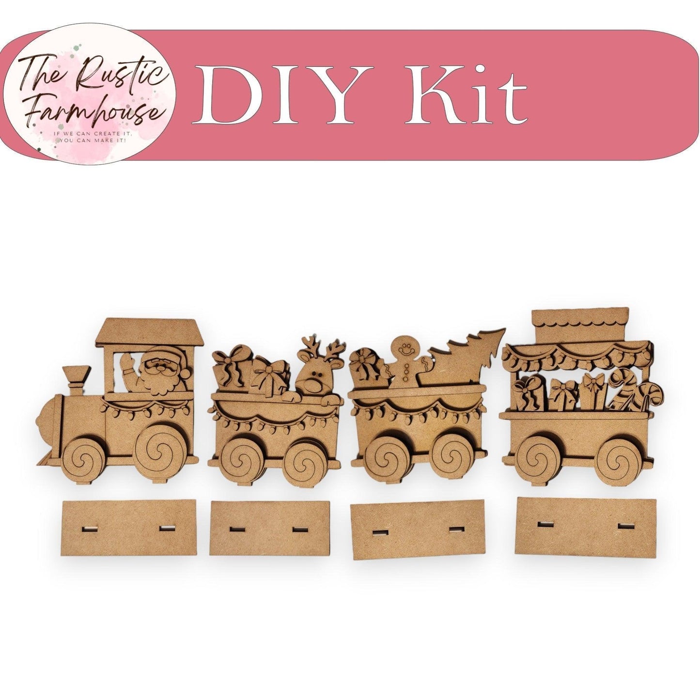 Christmas Train - DIY Wood Blank Paint Kit - RusticFarmhouseDecor