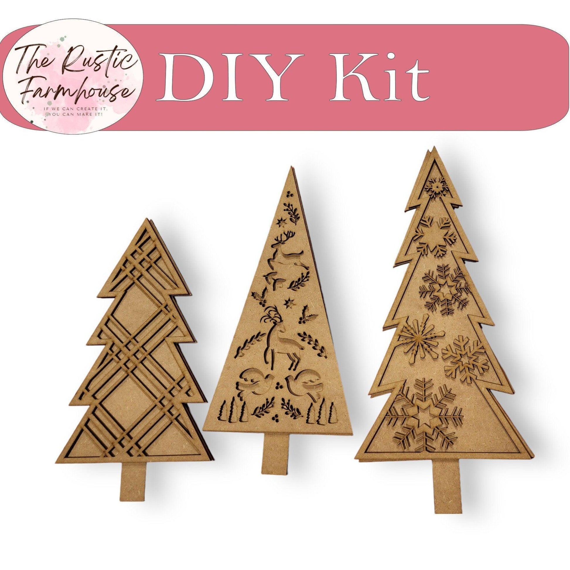 Christmas Tree DIY Wood Blanks Shelf Sitter Set of 3 , Handmade Holiday Decor - RusticFarmhouseDecor