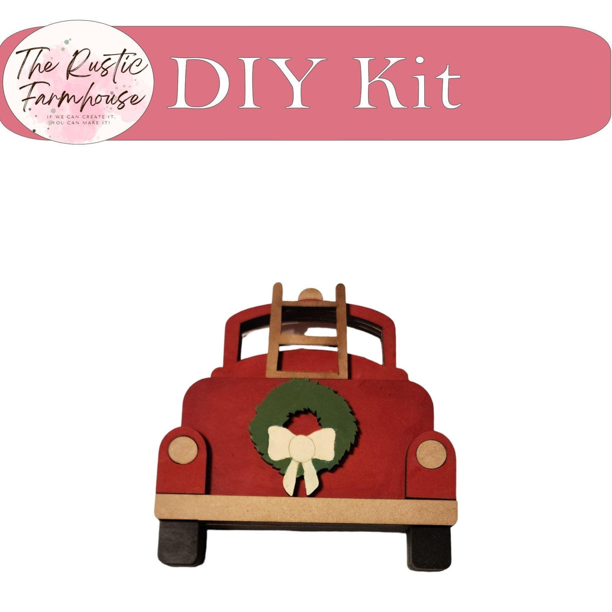 Christmas Village Fire Truck Shelf Sitter - RusticFarmhouseDecor