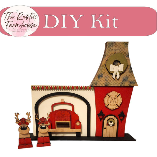 Christmas Village Firehouse DIY - RusticFarmhouseDecor