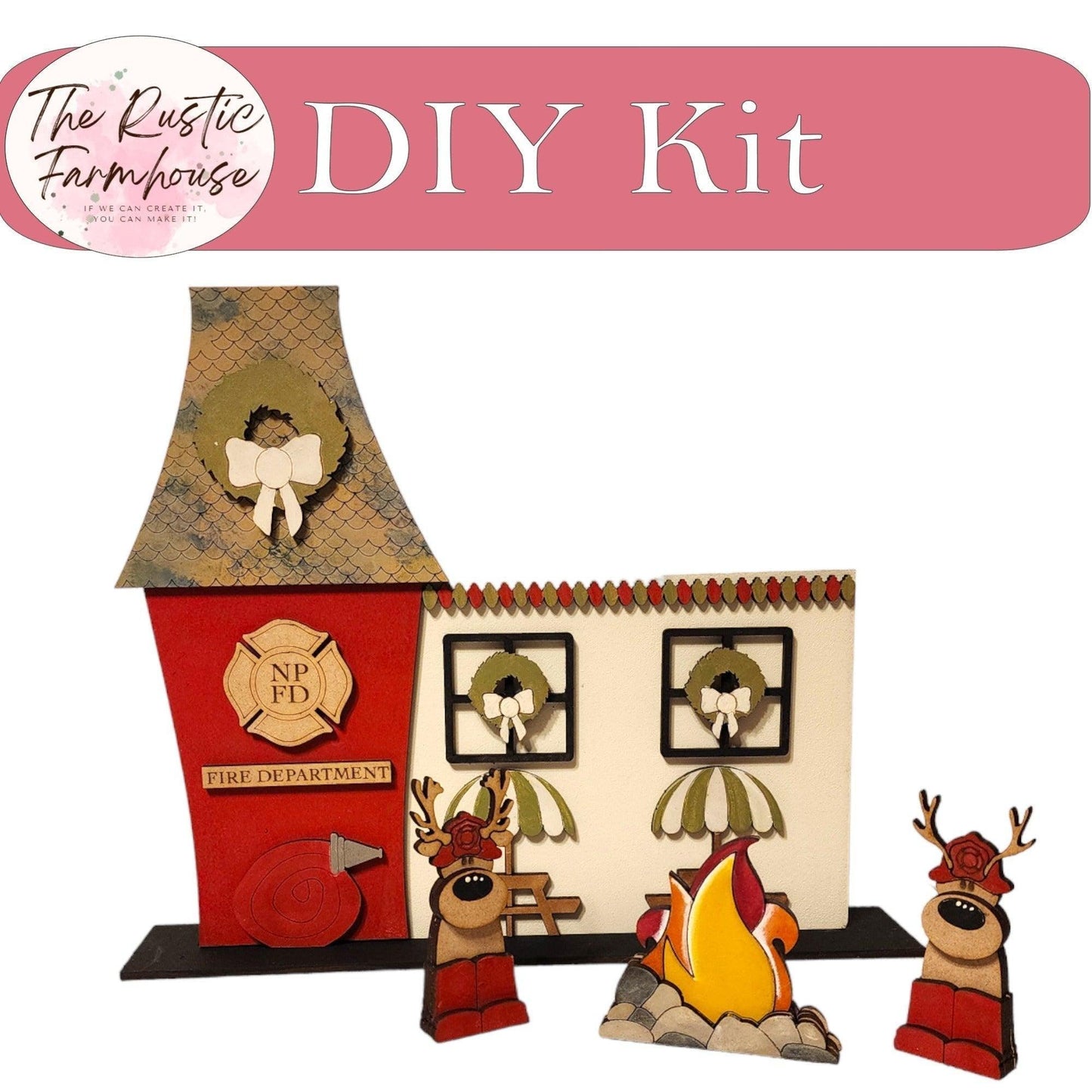 Christmas Village Firehouse DIY - RusticFarmhouseDecor