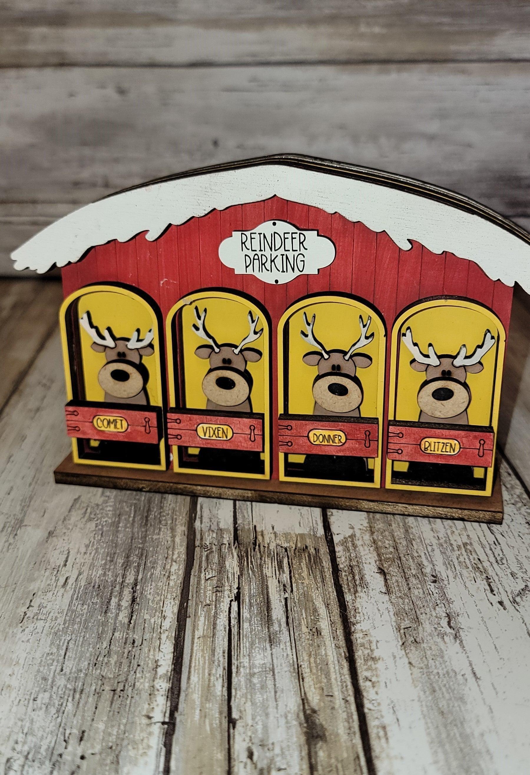 Christmas Village Reindeer Parking Barn DIY - RusticFarmhouseDecor