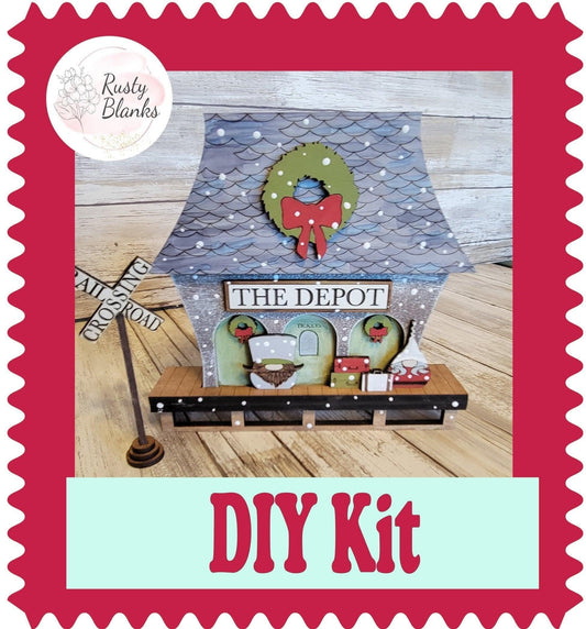 Christmas Village Train Depot DIY - RusticFarmhouseDecor