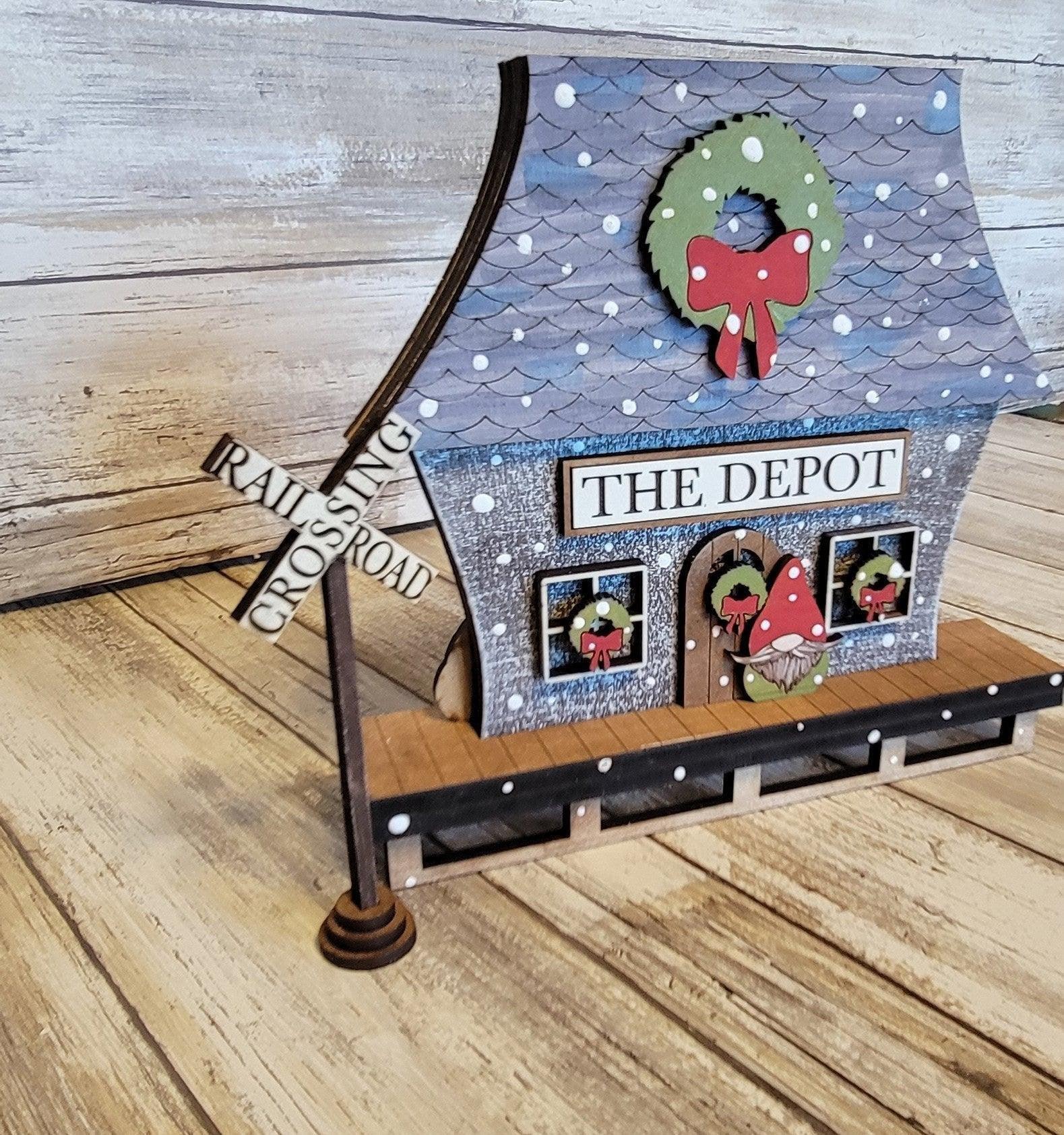 Christmas Village Train Depot DIY - RusticFarmhouseDecor