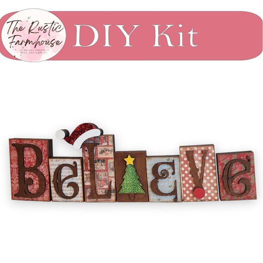 Chunky Believe Wood Block Shelf Sitter, DIY Christmas Believe Wood Sitter, Christmas Decor, - RusticFarmhouseDecor