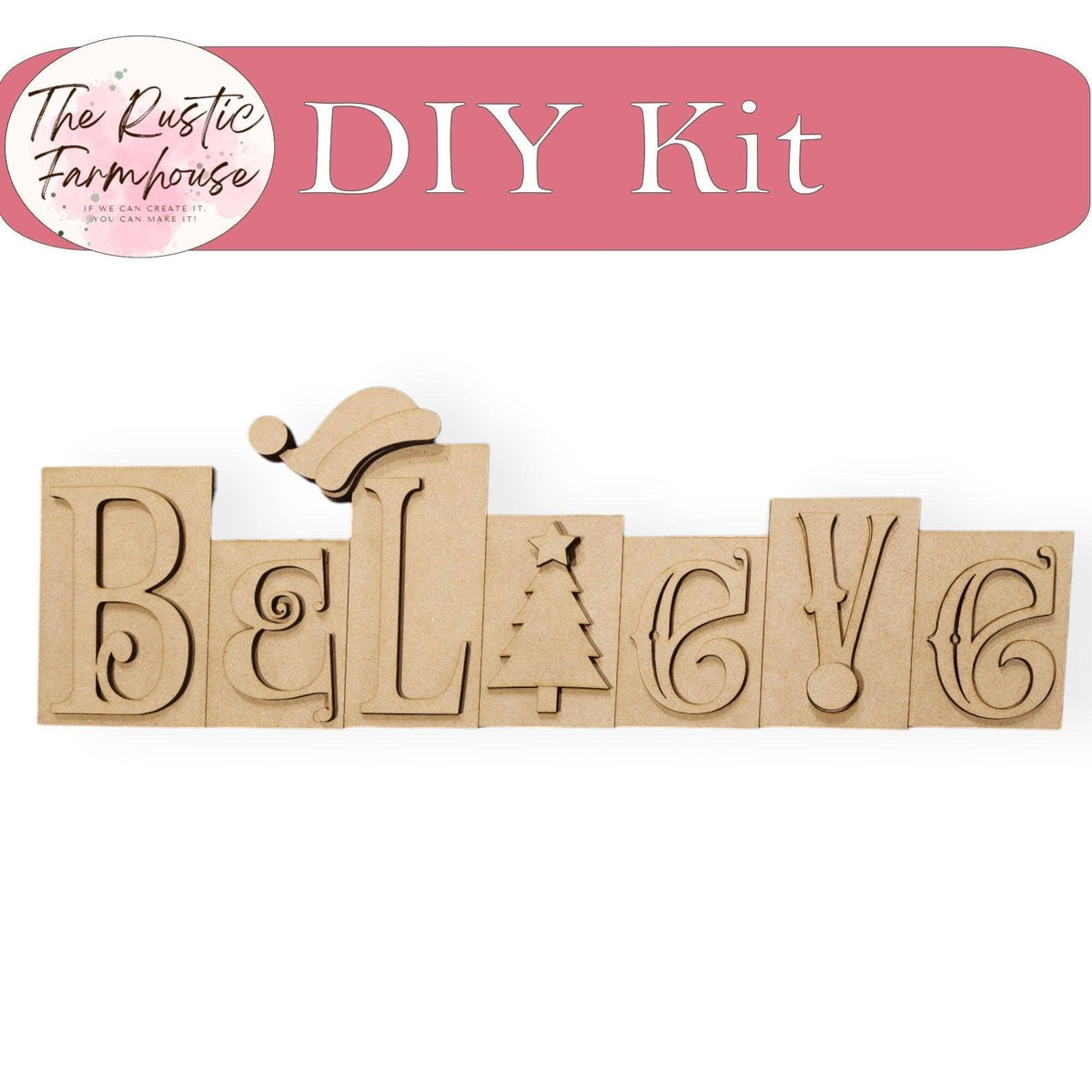 Chunky Believe Wood Block Shelf Sitter, DIY Christmas Believe Wood Sitter, Christmas Decor, - RusticFarmhouseDecor