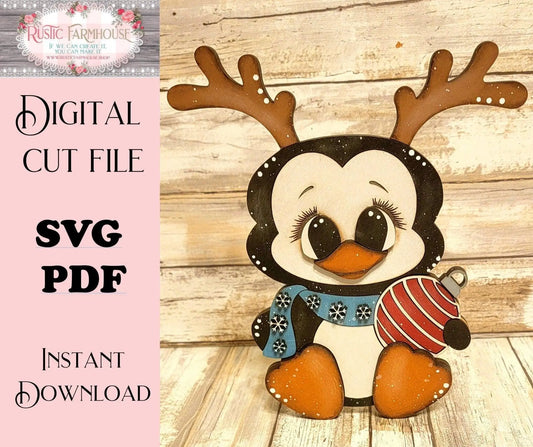 Chunky Penguin Tiered Tray SVG File - RusticFarmhouseDecor