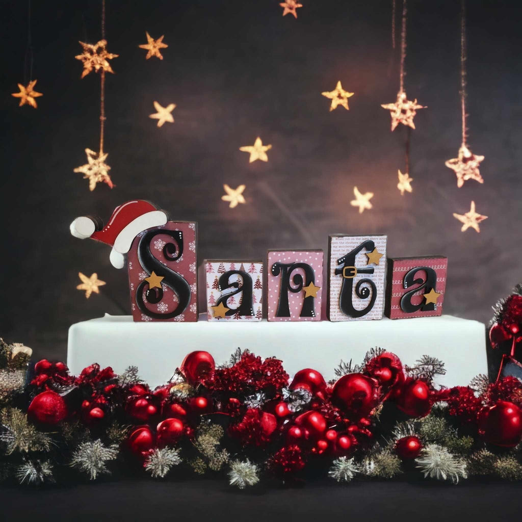 Chunky Santa Wood Block Shelf Sitter, DIY Santa Wood Sitter, Decor, Christmas Gift - RusticFarmhouseDecor