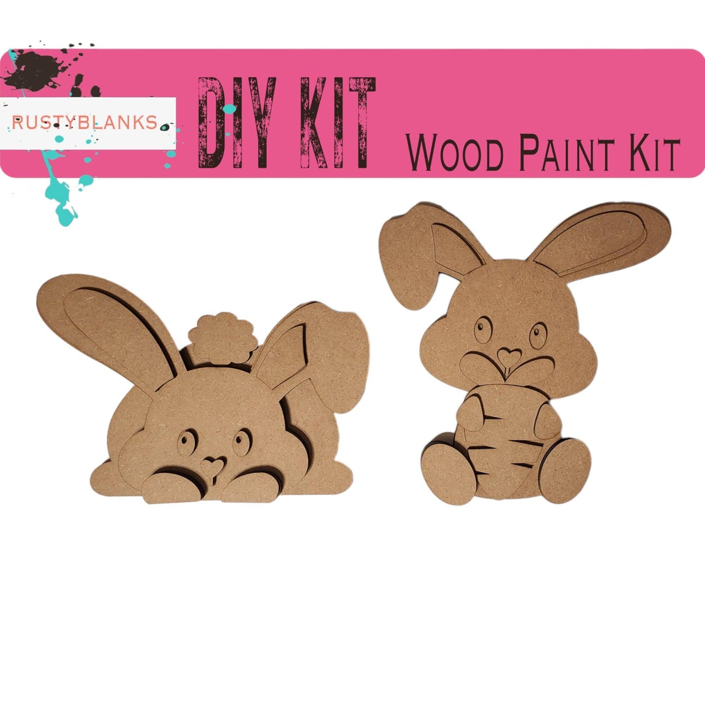 Chunky Sitting Easter Bunnies, DIY Craft Kit - RusticFarmhouseDecor