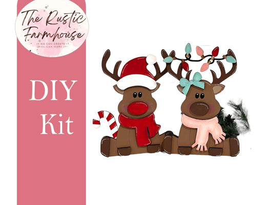 Chunky Sitting Reindeer Decor, Unfinished DIY Wood Kit, Blanks to Decorate Home Decor, DIY Christmas Decor - RusticFarmhouseDecor