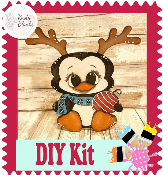 Chunky Winter Penguin Unfinished Wood Blanks | Tiered Tray DIY Kits DIY - RusticFarmhouseDecor