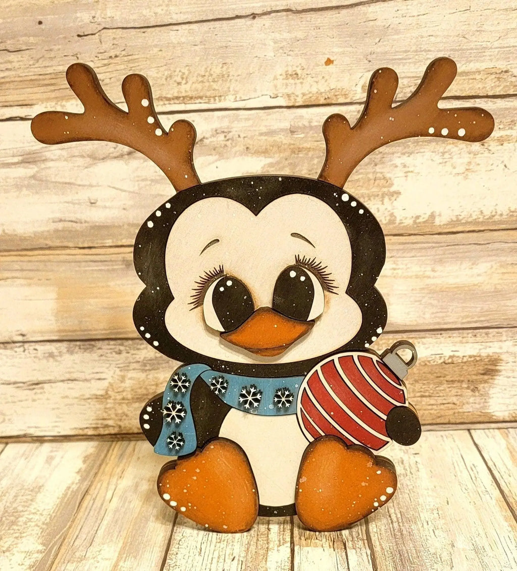 Chunky Winter Penguin Unfinished Wood Blanks | Tiered Tray DIY Kits DIY - RusticFarmhouseDecor