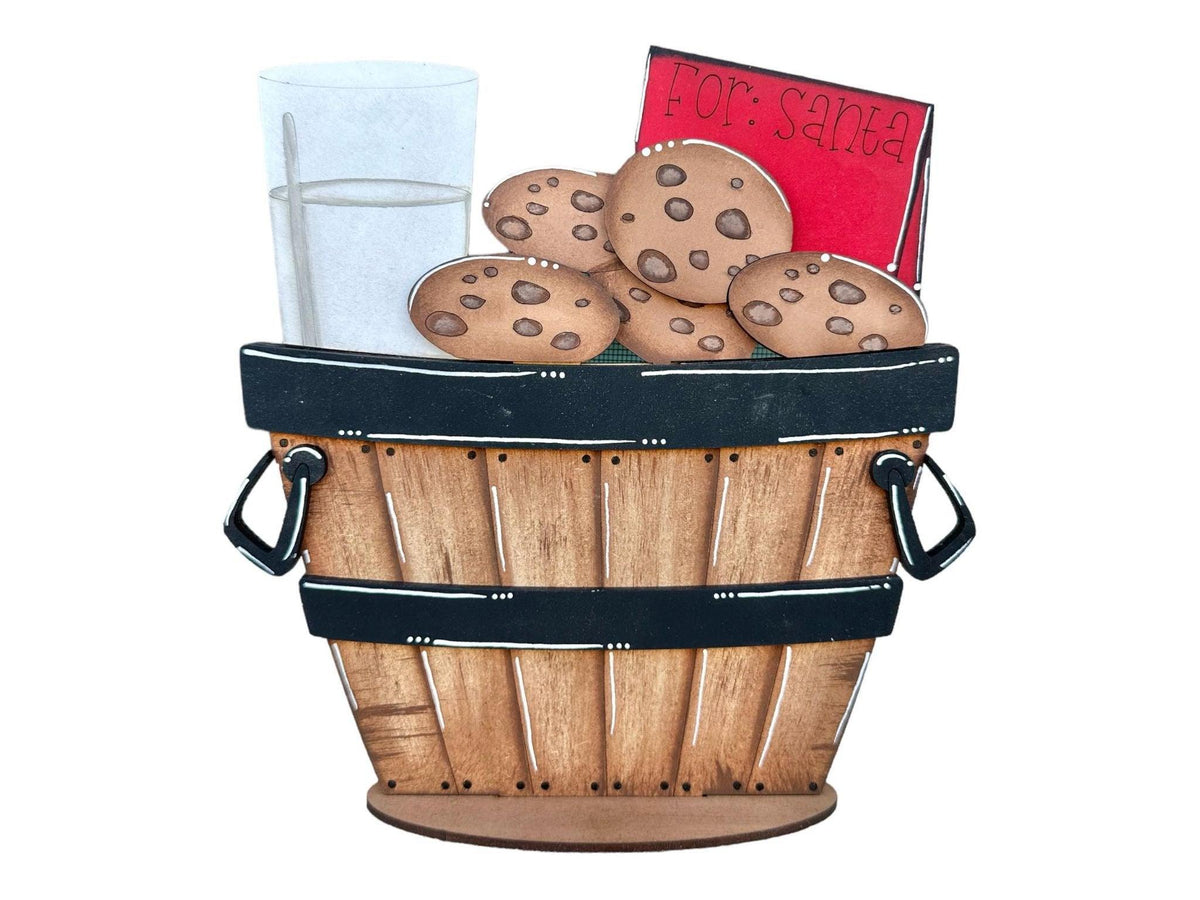 Cookies for Santa for the Interchangeable Flower Basket Decor - Wood Blank for Painting - Inserts for Basket - RusticFarmhouseDecor