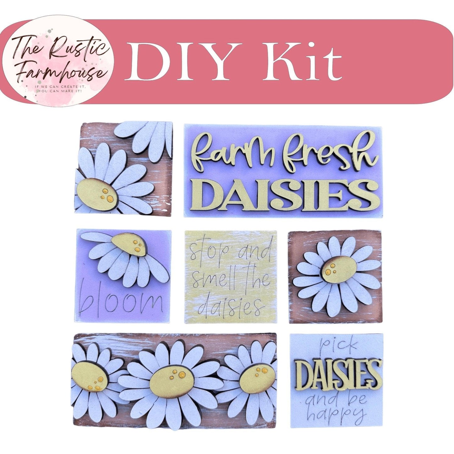 Daisies Mini Tiles Kit - RusticFarmhouseDecor
