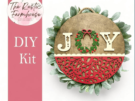DIY Christmas Joy Front Porch Sign Door Hanger - RusticFarmhouseDecor