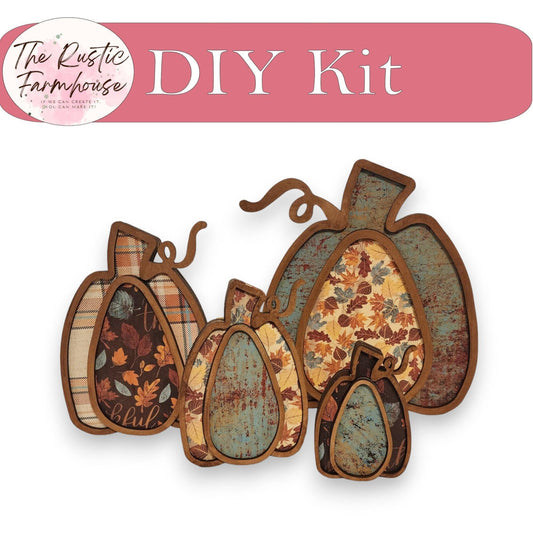 DIY Chunky Wood Autumn Pumpkins Shelf Sitters- 4 sizes - RusticFarmhouseDecor