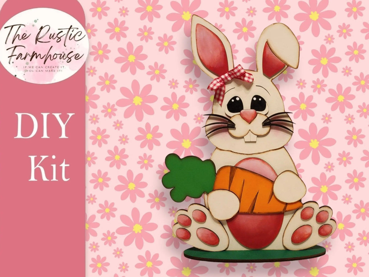 DIY Easter Bunny Wood Kit, Unfinished Wood Blank, Bunny DIY, Easter Wood Kit, Home Decor Crafts, Kids Easter Kits - RusticFarmhouseDecor