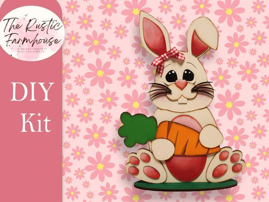 DIY Easter Bunny Wood Kit, Unfinished Wood Blank, Bunny DIY, Easter Wood Kit, Home Decor Crafts, Kids Easter Kits - RusticFarmhouseDecor