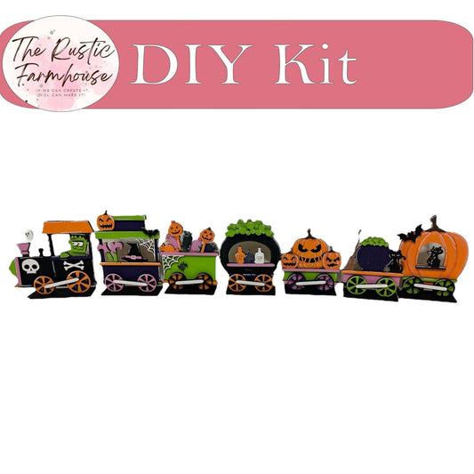 DIY Halloween Standing Train set Shelf Sitters DIY - RusticFarmhouseDecor