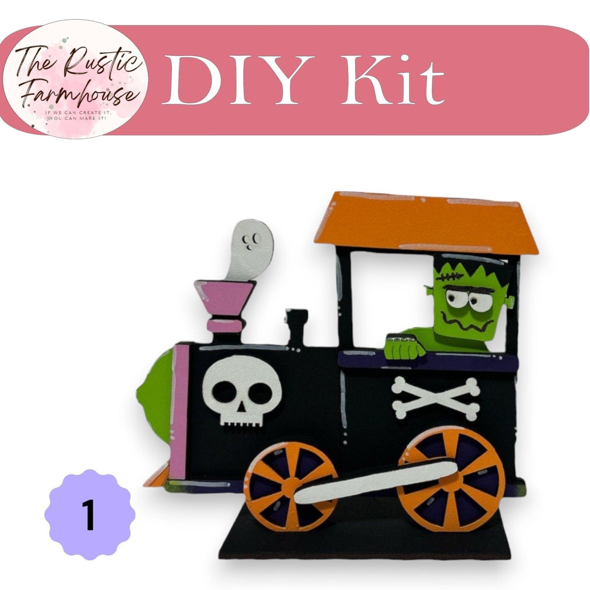 DIY Halloween Standing Train set Shelf Sitters DIY - RusticFarmhouseDecor