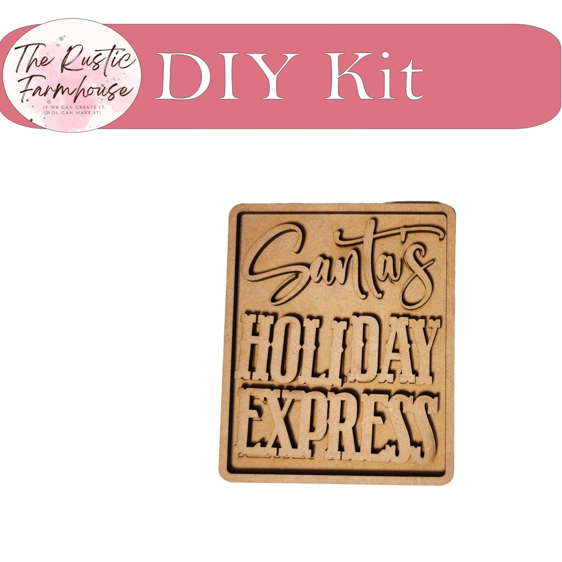 DIY Santas Christmas Express Train Tiered Tray Set - RusticFarmhouseDecor