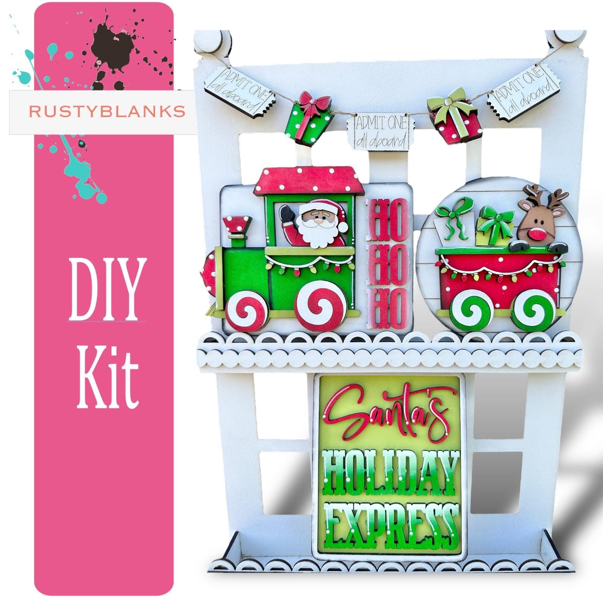 DIY Santas Christmas Express Train Tiered Tray Set - RusticFarmhouseDecor