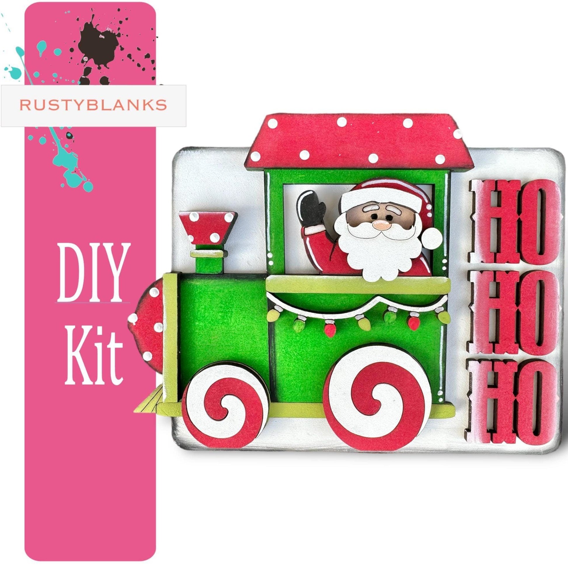 DIY Santas Christmas Express Train Tiered Tray Set - RusticFarmhouseDecor