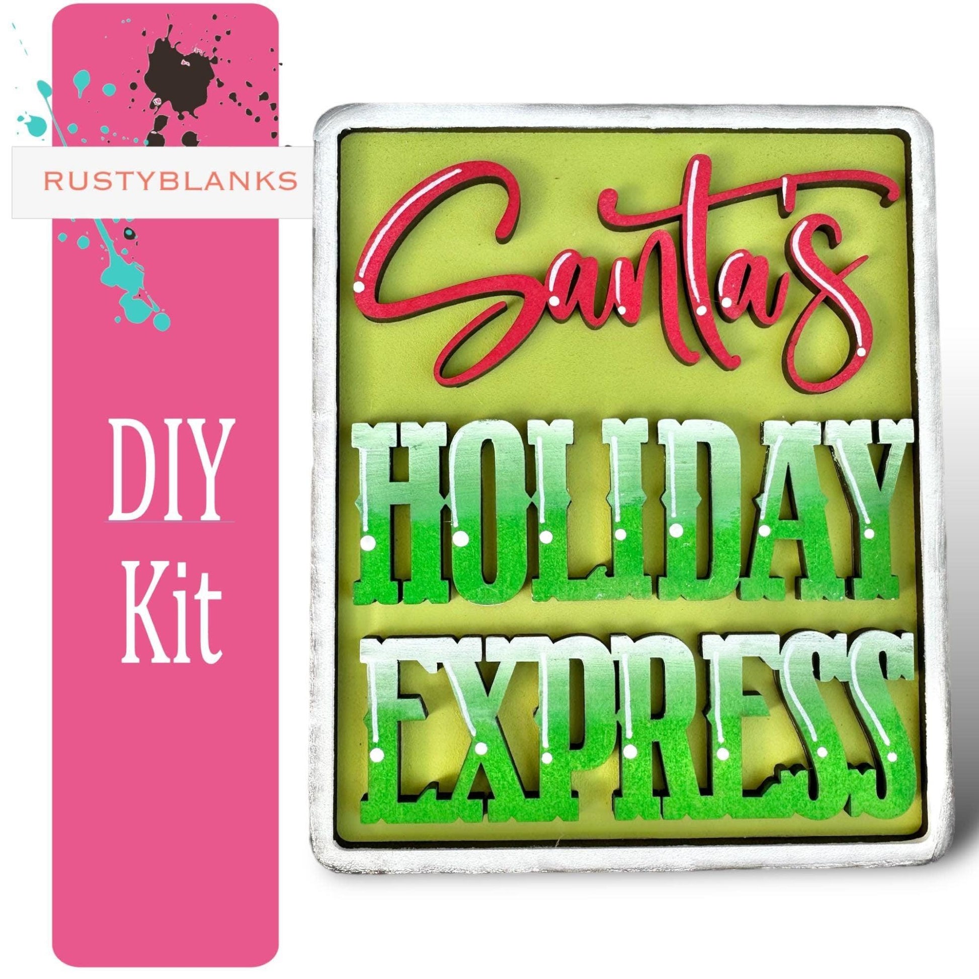 DIY Santas Christmas Express Train Tiered Tray Set - RusticFarmhouseDecor