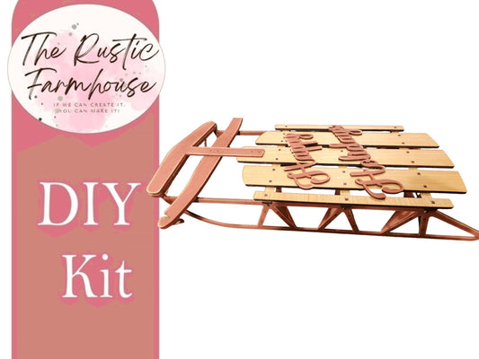 DIY Vintage Sled Sitter or Leaner, Happy Holidays Sled, Door Hanger, Unfinished DIY Wood Kit - RusticFarmhouseDecor