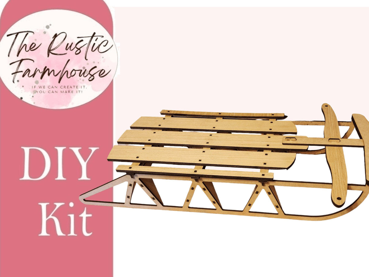 DIY Vintage Sled Sitter or Leaner, Happy Holidays Sled, Door Hanger, Unfinished DIY Wood Kit - RusticFarmhouseDecor