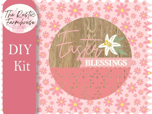Easter Blessings Door Hanger, Unfinished DIY Wood Kit, Blanks to Decorate Home Decor, DIY Door Hanger - RusticFarmhouseDecor