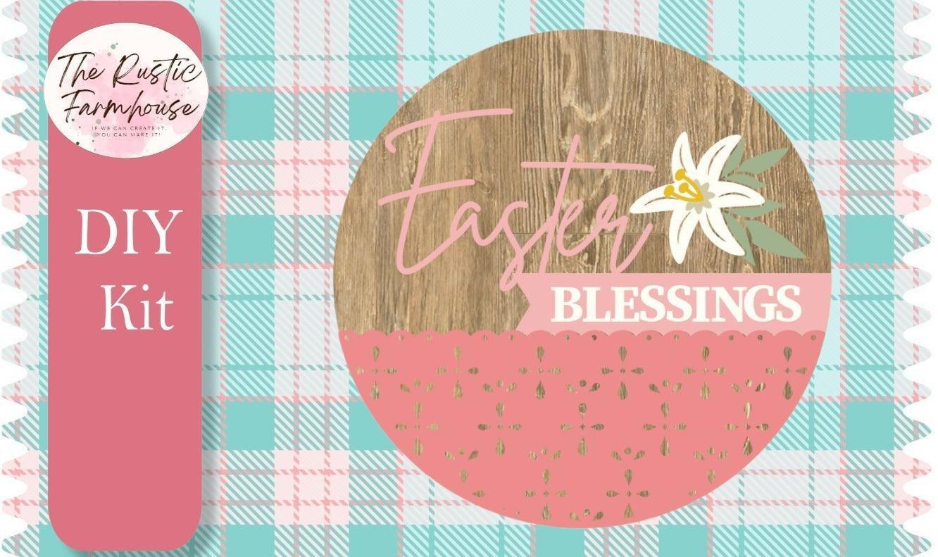 Easter Blessings Door Hanger, Unfinished DIY Wood Kit, Blanks to Decorate Home Decor, DIY Door Hanger - RusticFarmhouseDecor