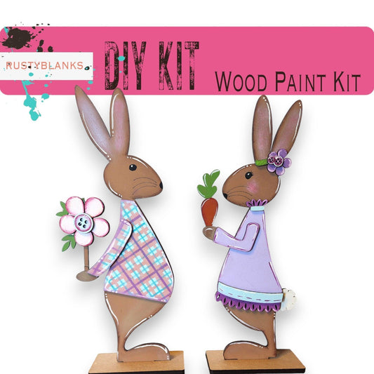 Easter Bunny Couple DIY Shelf Sitter Craft - Great Gift for Mom - RusticFarmhouseDecor
