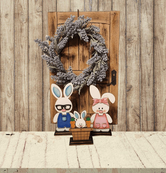 Easter Bunny Family Shelf Sitter - RusticFarmhouseDecor