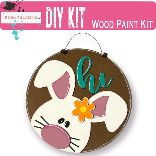 Easter Bunny Hi DIY Door Hanger - Wood Blanks for Crafting - RusticFarmhouseDecor