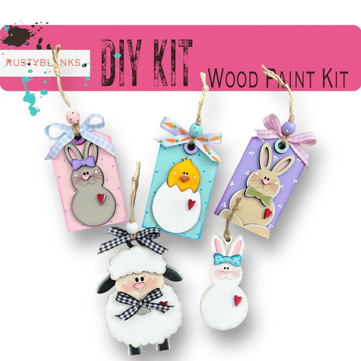 Easter Bunny Ornament and Gift Tag Bundle - RusticFarmhouseDecor
