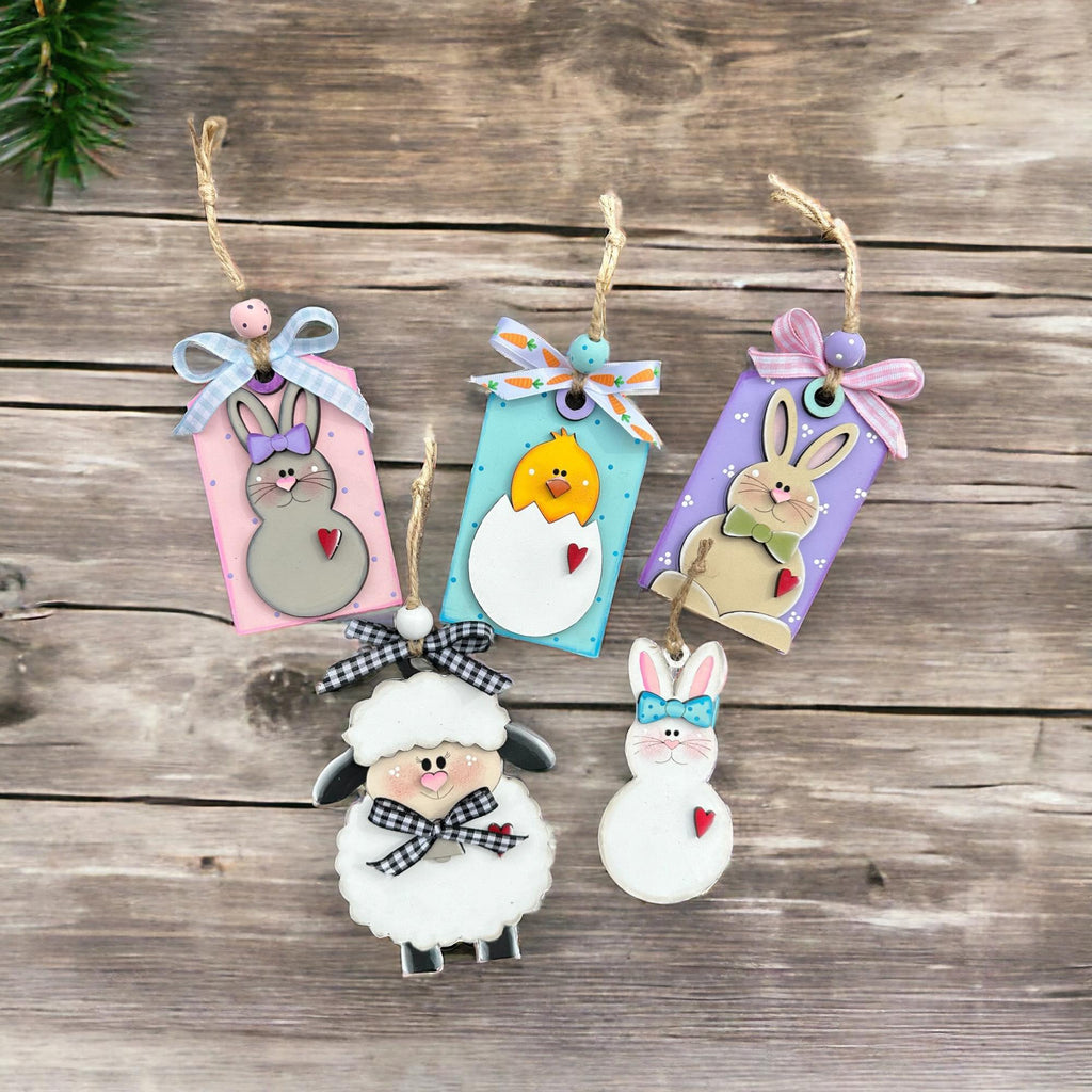 Easter Bunny Ornament and Gift Tag Bundle - RusticFarmhouseDecor