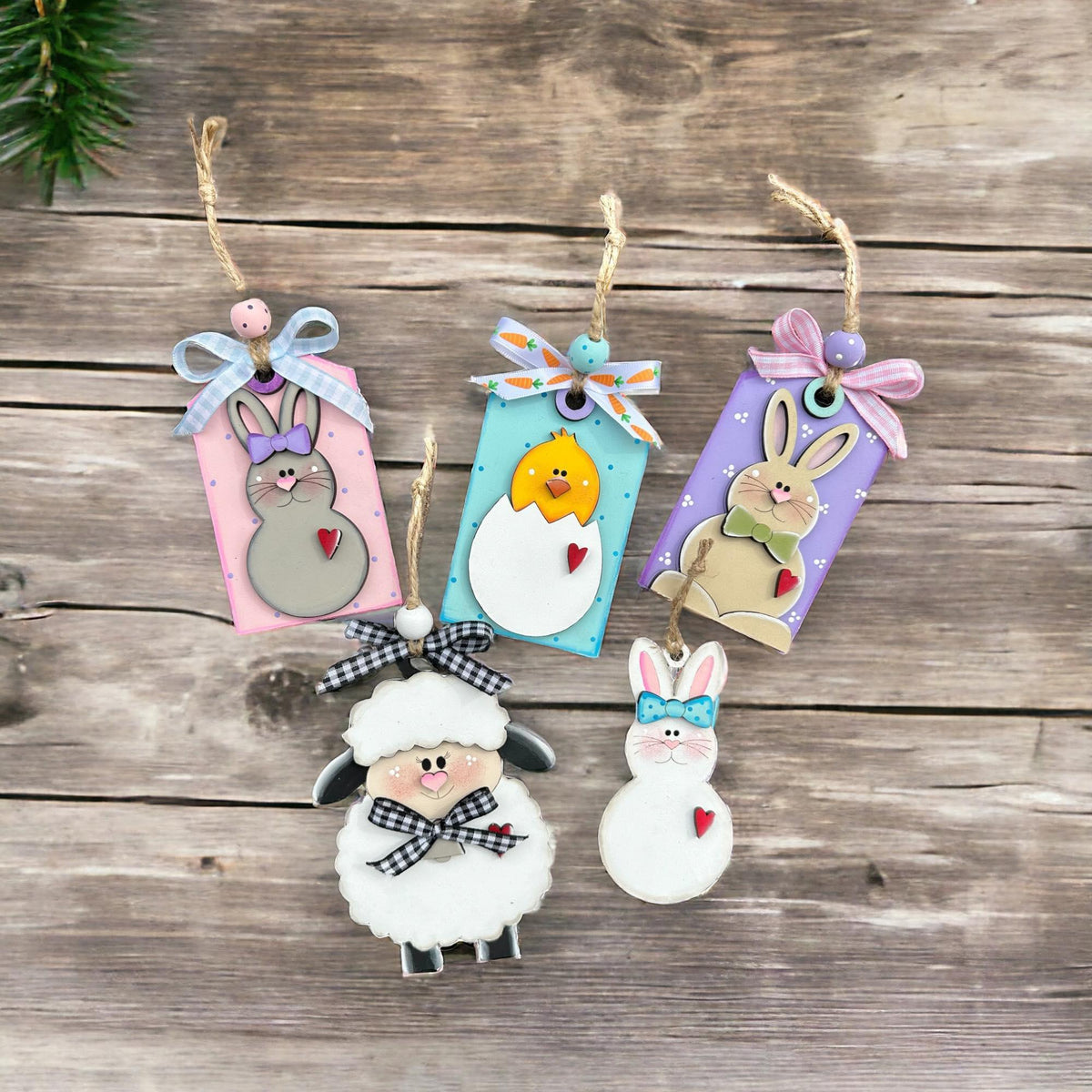 Easter Bunny Ornament and Gift Tag Bundle - RusticFarmhouseDecor