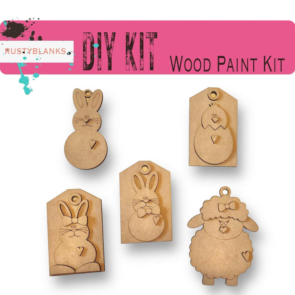 Easter Bunny Ornament and Gift Tag Bundle - RusticFarmhouseDecor