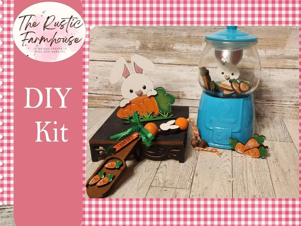 Easter Bunny with Carrot , filler and scoop for Gumball or Tiered Tray Set - DIY - RusticFarmhouseDecor