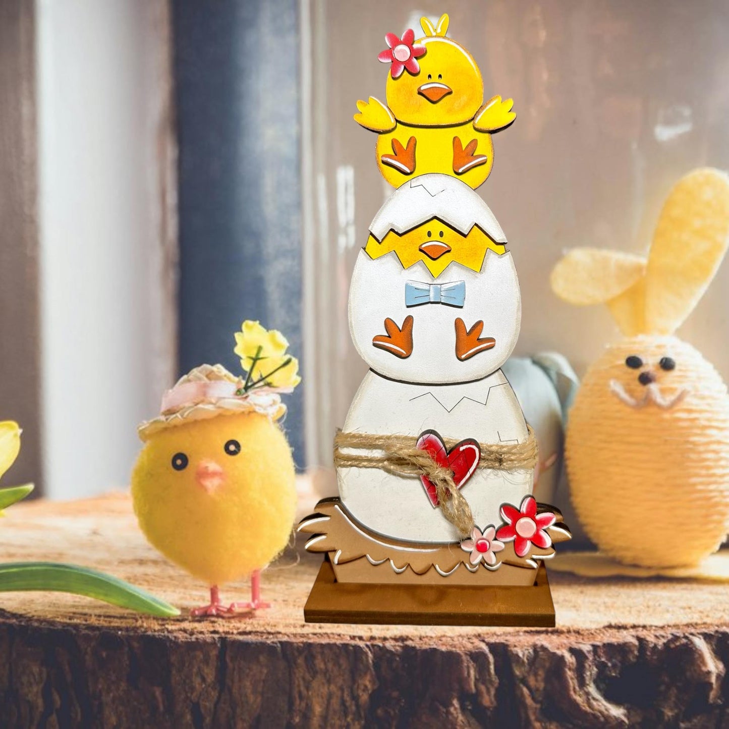 Easter Chick & Egg Stacker, DIY Craft Kit - RusticFarmhouseDecor