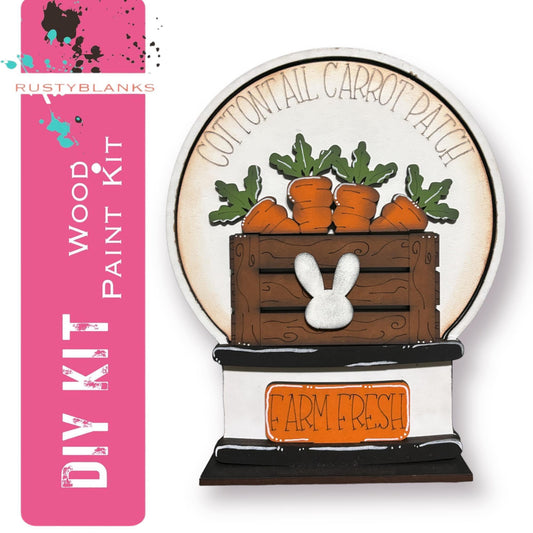 Easter Insert for Snow Globe DIY Interchangeable Decor, Gift for Her, Cottontail Carrot Patch - RusticFarmhouseDecor