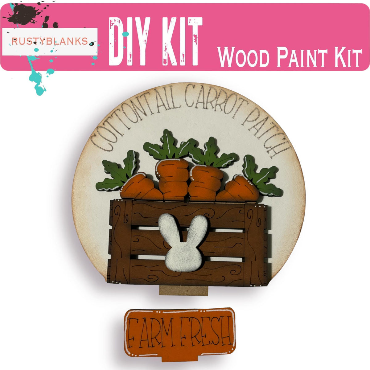 Easter Insert for Snow Globe DIY Interchangeable Decor, Gift for Her, Cottontail Carrot Patch - RusticFarmhouseDecor