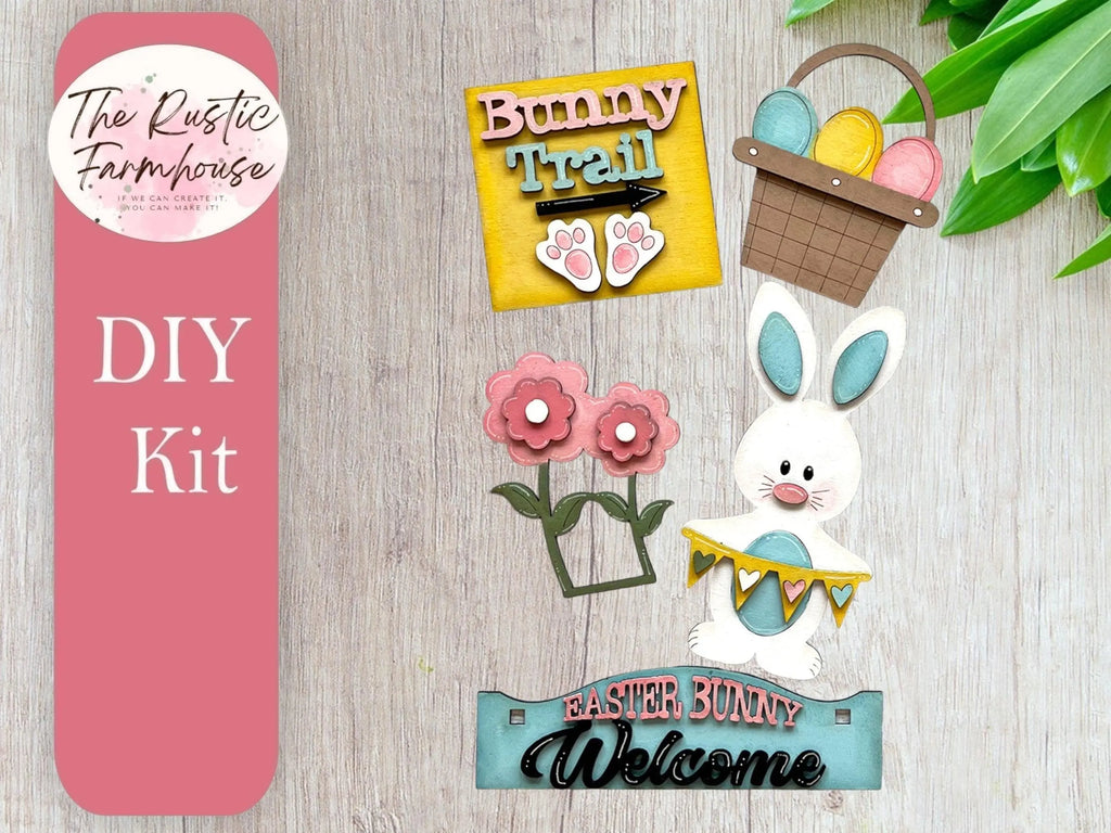 Easter Interchangeable Inserts, Easter DIY inserts, Welcome Easter Bunny Spring Insert for Window or House - RusticFarmhouseDecor