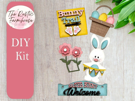 Easter Interchangeable Inserts, Easter DIY inserts, Welcome Easter Bunny Spring Insert for Window or House - RusticFarmhouseDecor