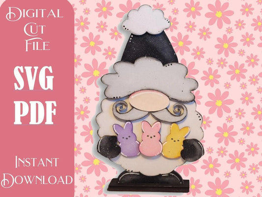Easter Standing Sheep Gnome SVG File, Laser Cut File, Easter Gnome SVG File, Gnome, Gnome Shelf Sitter, Easter Peeps - RusticFarmhouseDecor