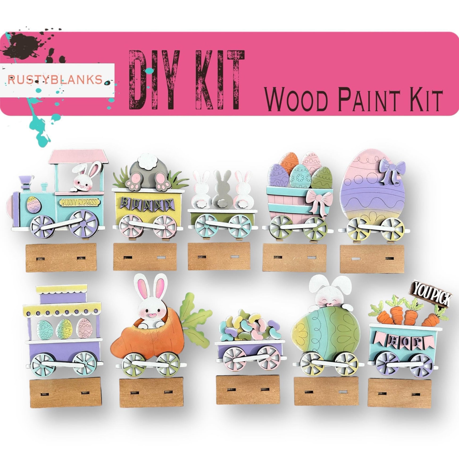 Easter Standing Train - DIY Wood Blank Paint Kit - RusticFarmhouseDecor