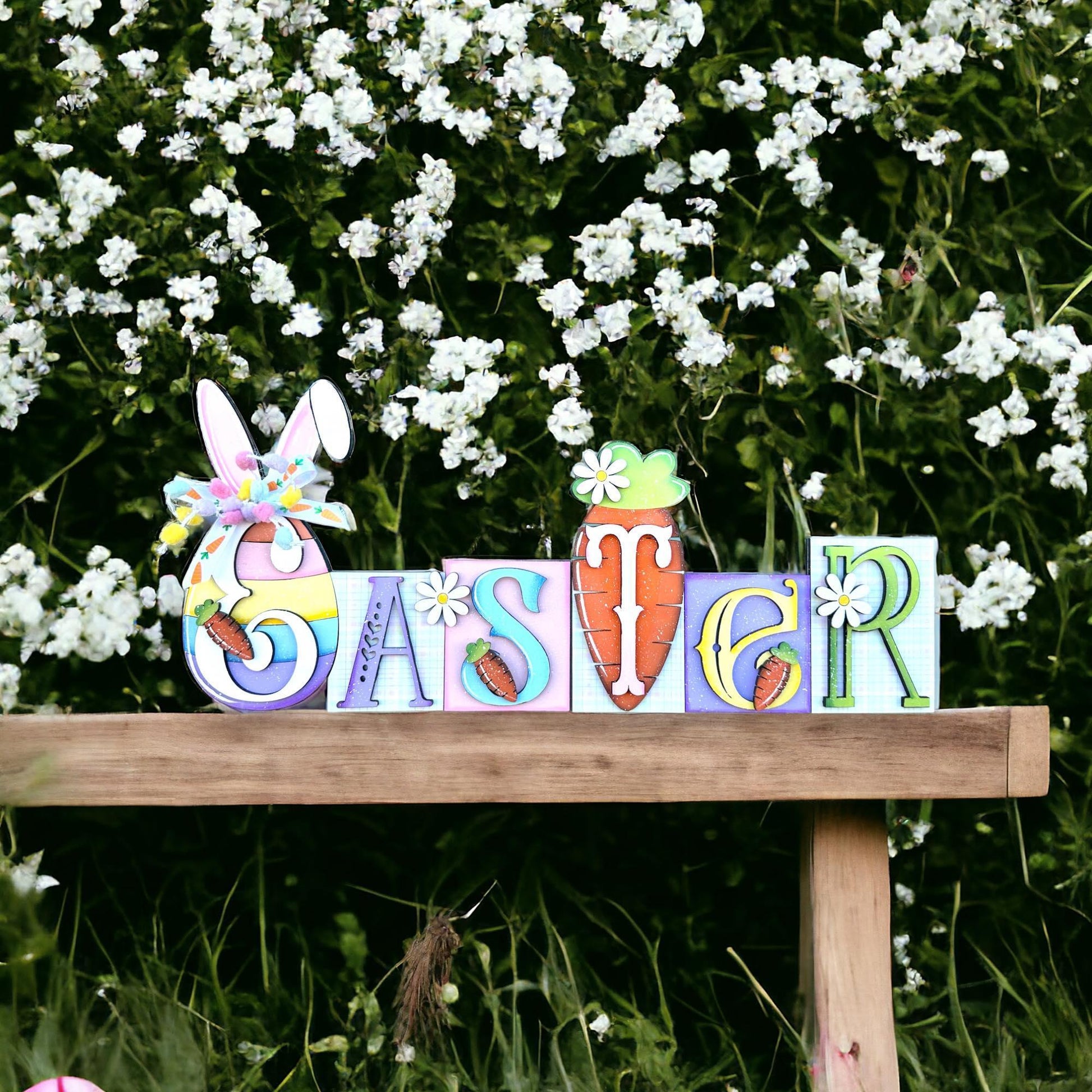 Easter Word Block Shelf Sitter , DIY Easter Decor - RusticFarmhouseDecor