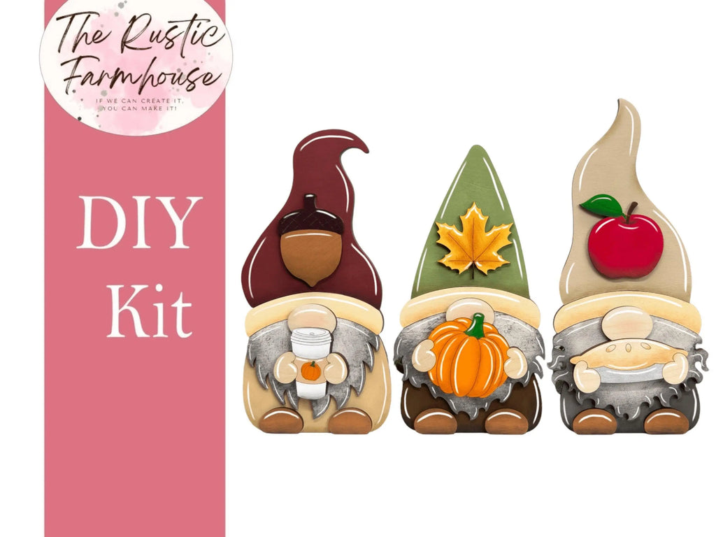 Fall Gnome Shelf Sitter, DIY Gnome kit, Tiered Tray Decor - RusticFarmhouseDecor