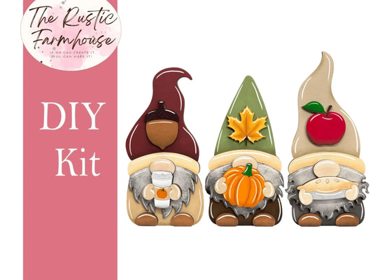 Fall Gnome Shelf Sitter, DIY Gnome kit, Tiered Tray Decor - RusticFarmhouseDecor